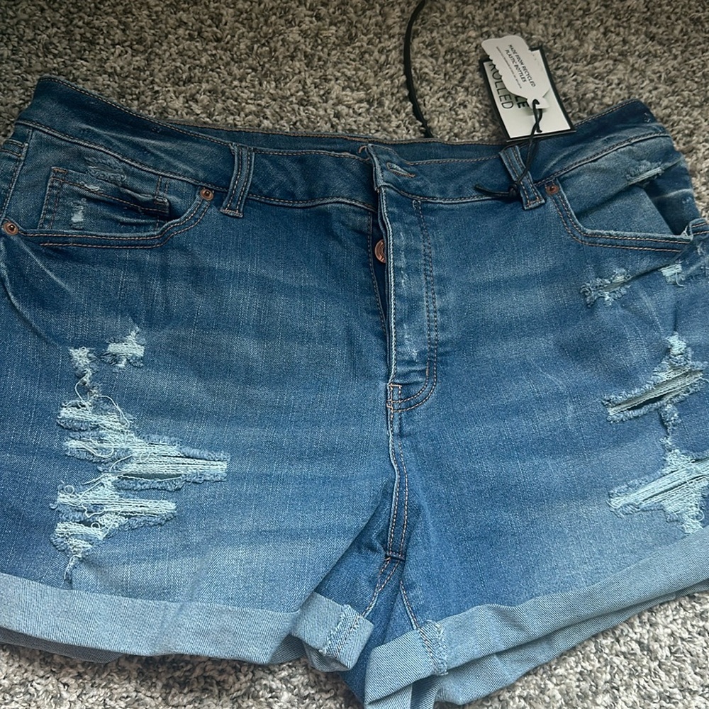 Rue 21 Jeans Shorts Womens Size 18 Blue Denim Cuffed Stretch